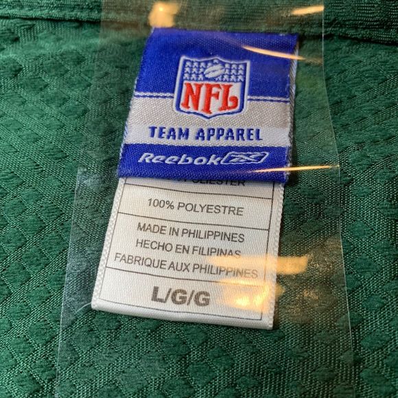NFL Jets Team Apparel by Reebok Polo Mens Size Large Green Diamond Pattern - Picture 10 of 13